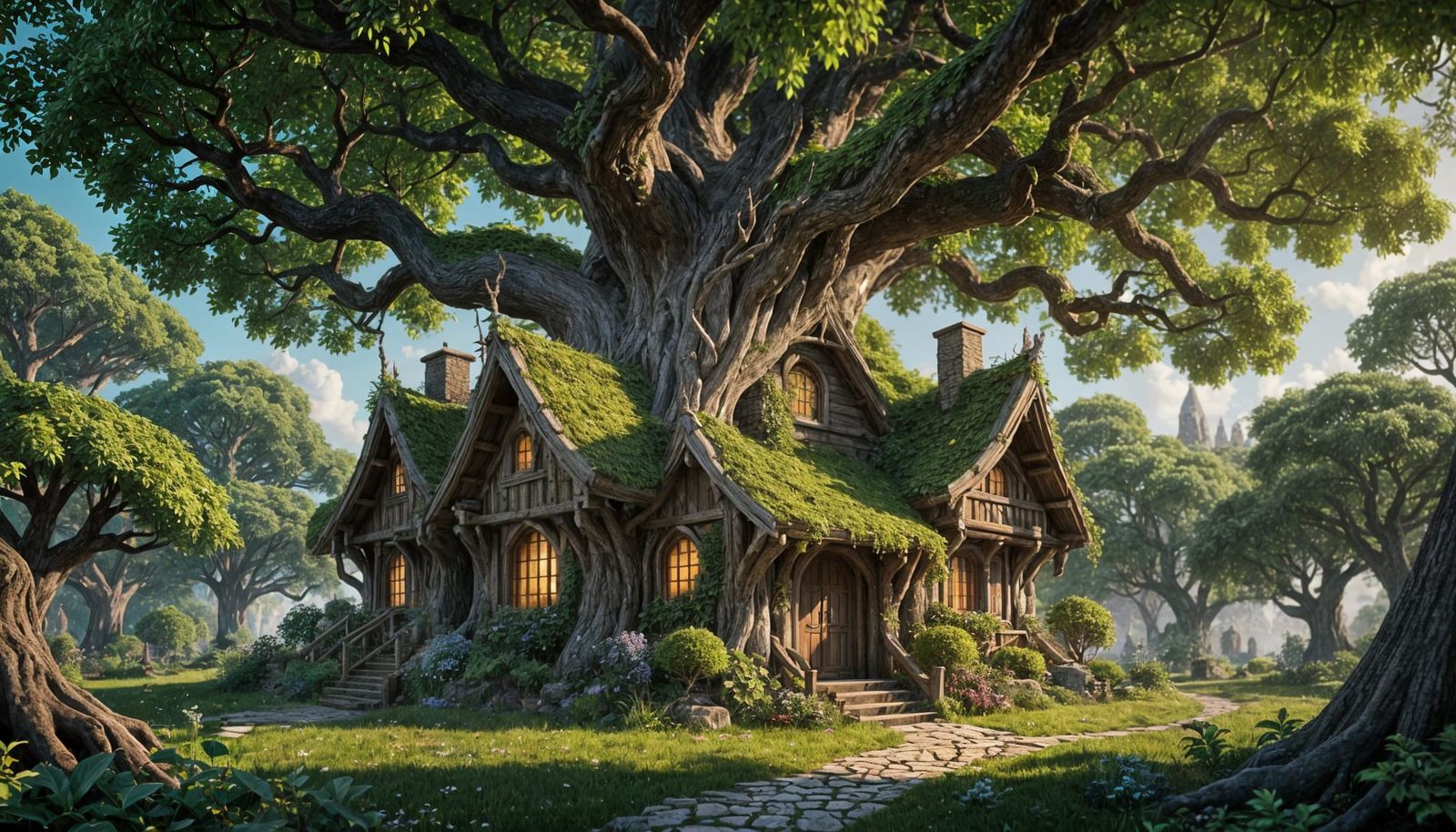 Quaint Elven Cottage in Ancient Oak Tree