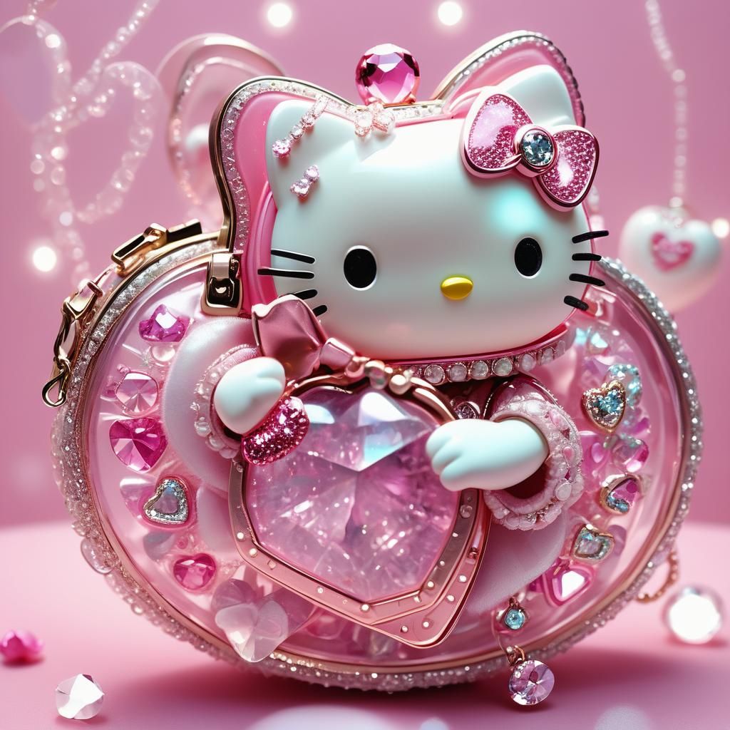 Hello Kitty's Pink Crystal Purse: 3D Art