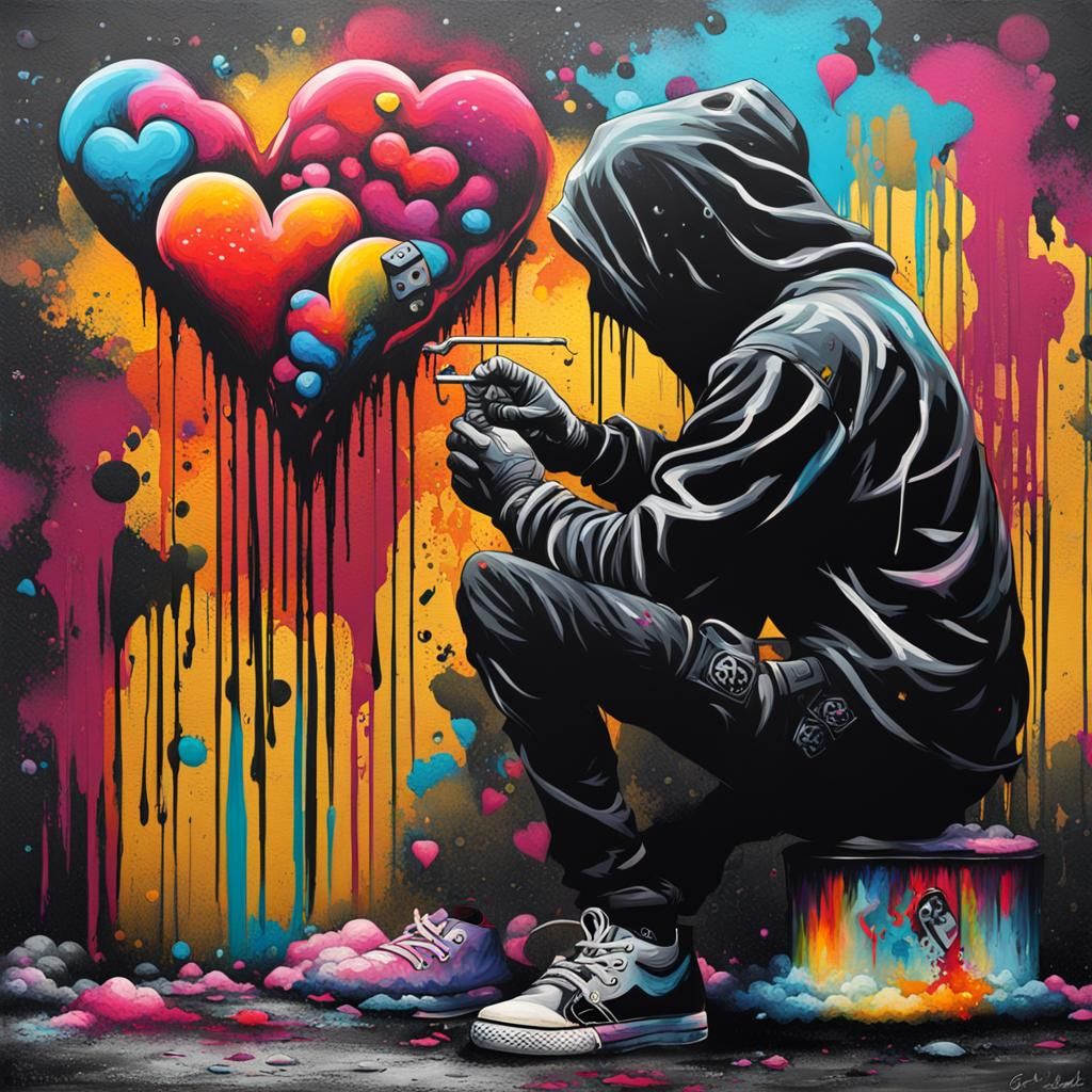 Colorful Graffiti Art with Dark Secret Love