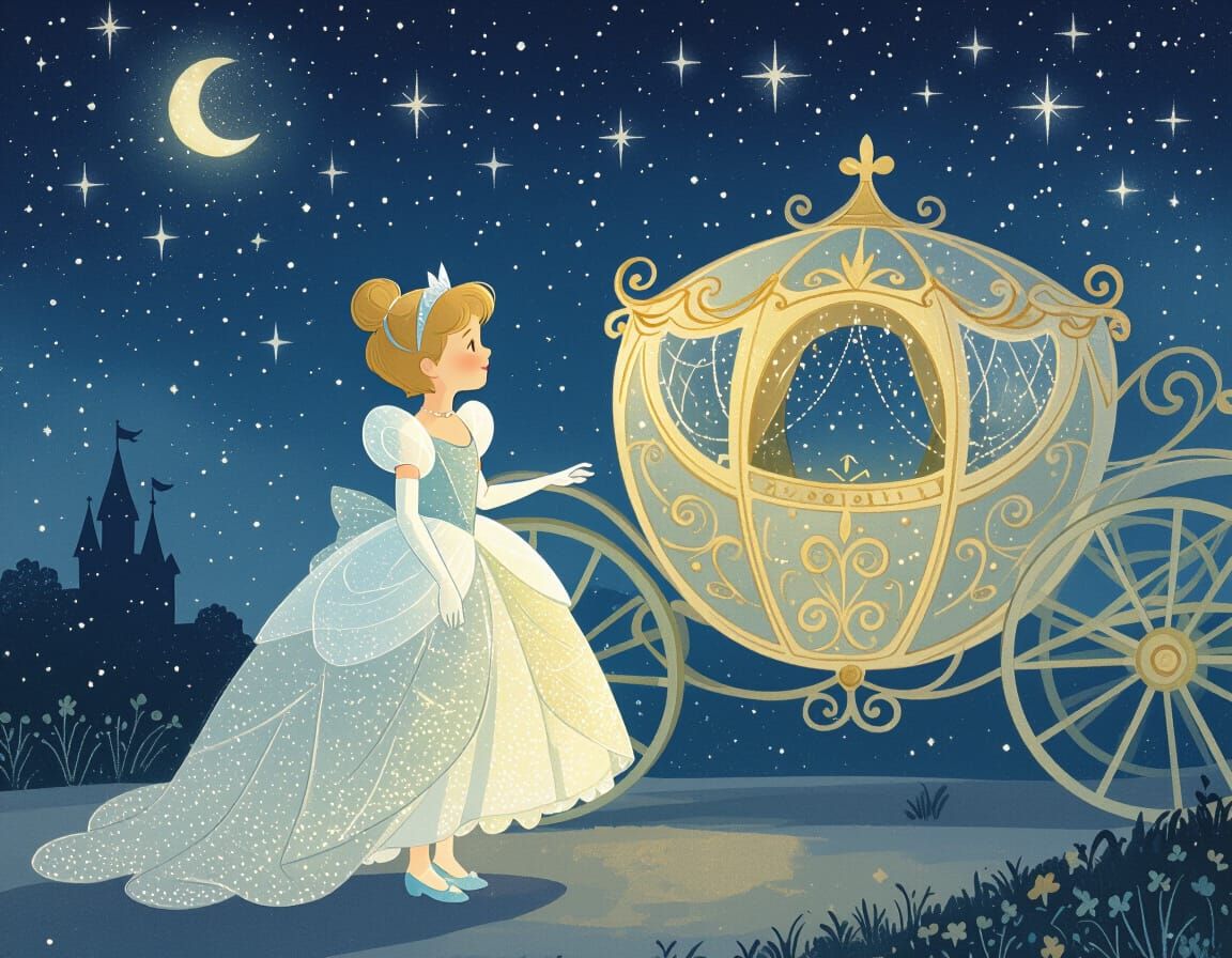 Whimsical Fairytale Boy in Cinderella Gown Awaits Carriage