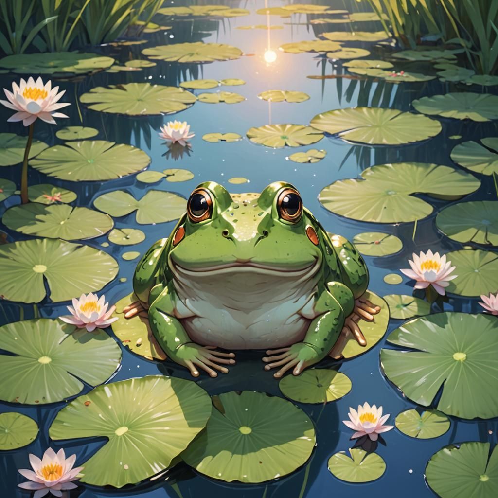 Kawaii Frog Portrait in Anime Style