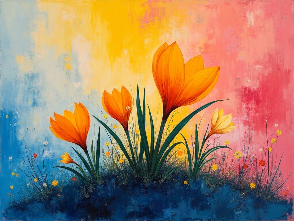 Vibrant Spring Blooms Unfurl from the Thawing Earth in Bold ...