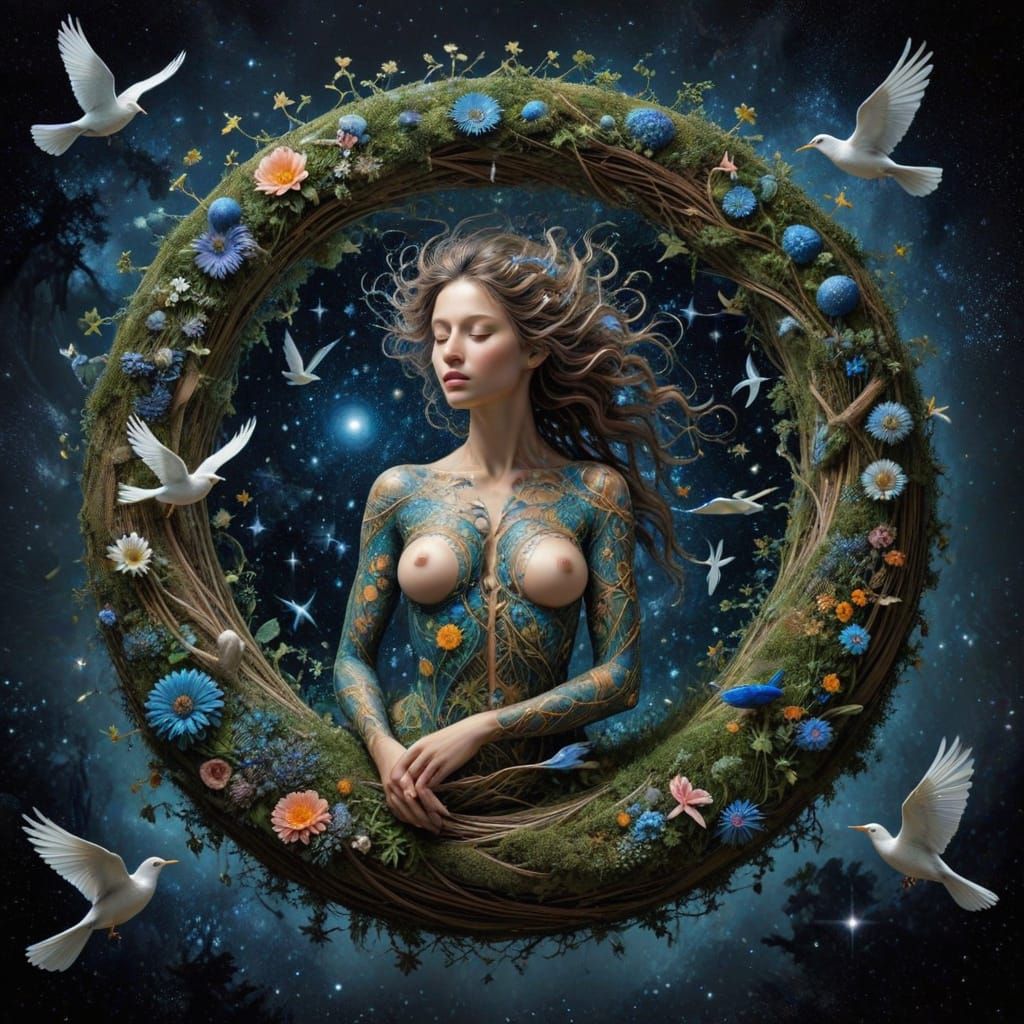 Woman Embodies Nature's Cosmic Connection