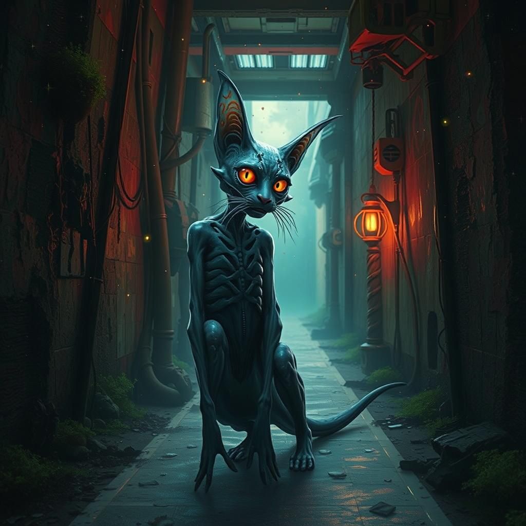 Alien Floats on Cosmic Whale in Surrealist Style