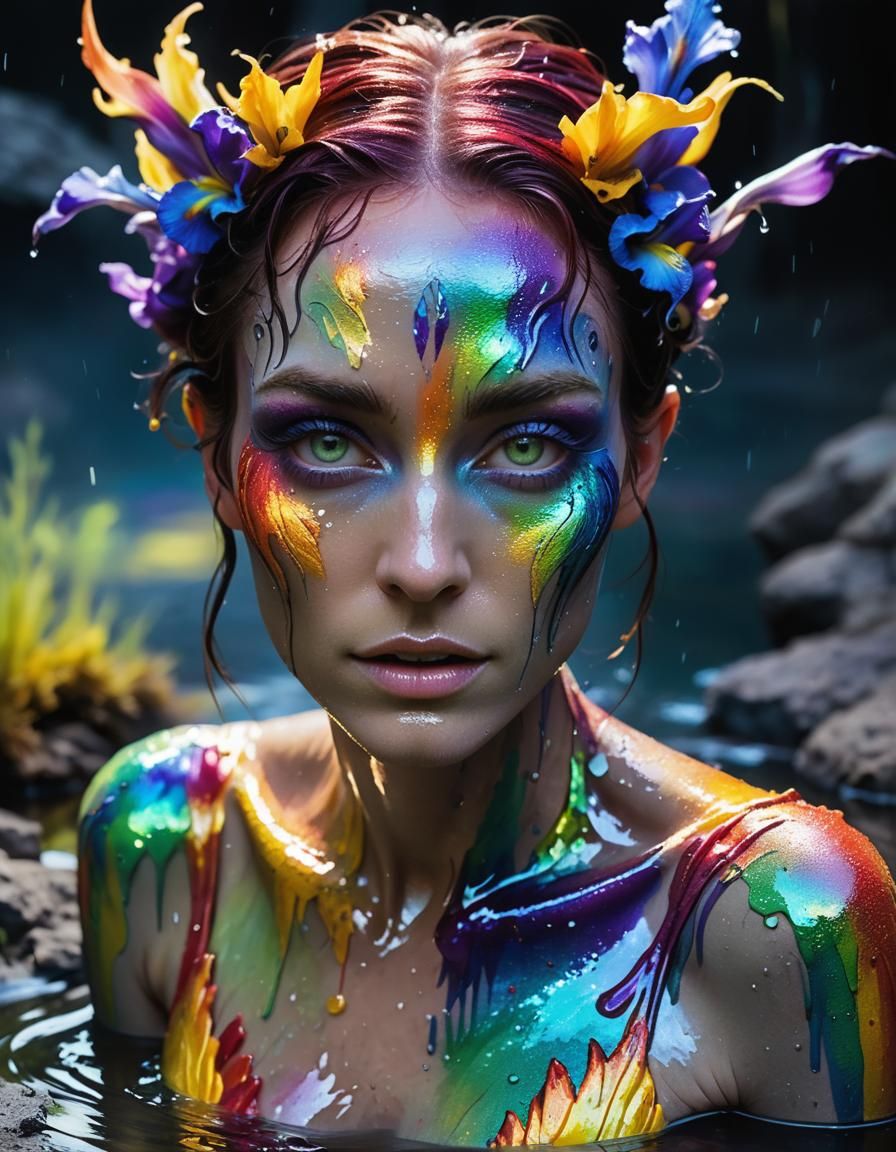 Phoenix Fairy Soaking in Iridescent Paint