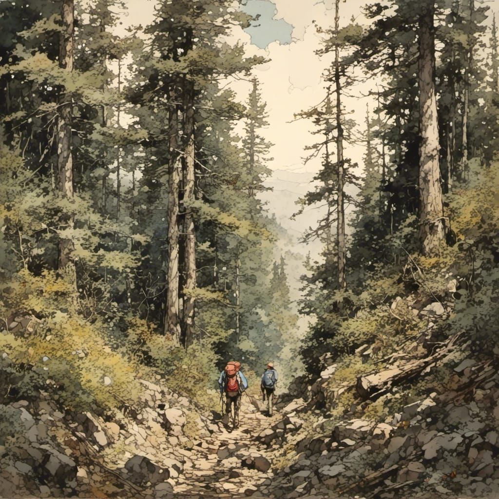 Hiker Exploring a Dense Forest Landscape