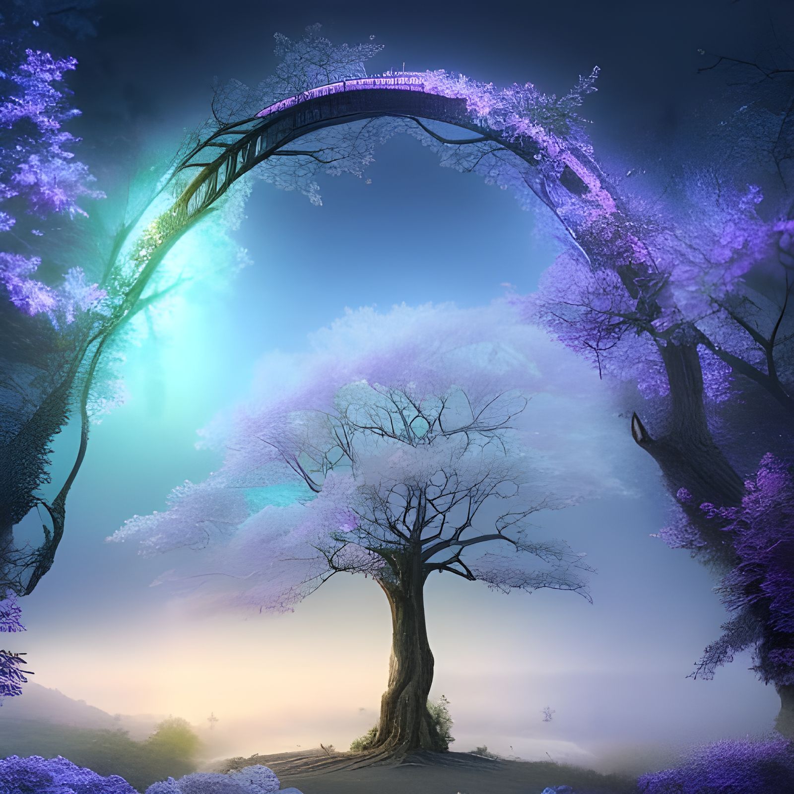 Magical Glowing Tree Archway Digital Matte Painting