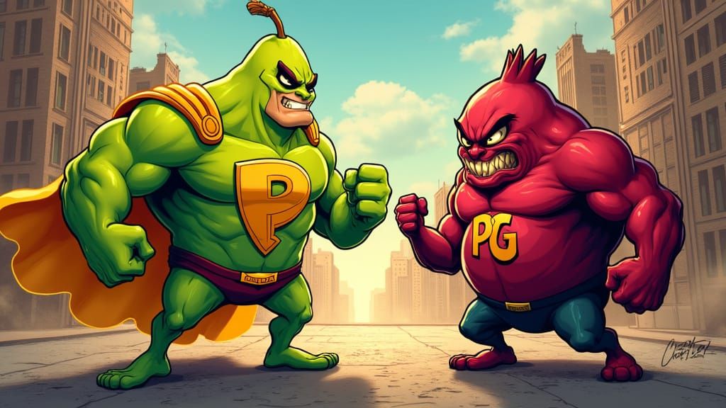 The Heroic Pear Man Battles Pomagranate Guy in Epic Comic Bo...