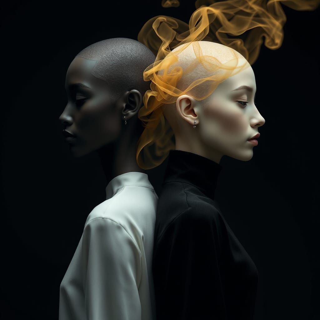 Back-to-Back Figures in Black and White