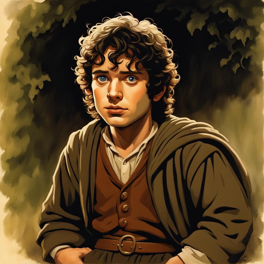 Frodo Baggins Portrait in Fantasy Art Style