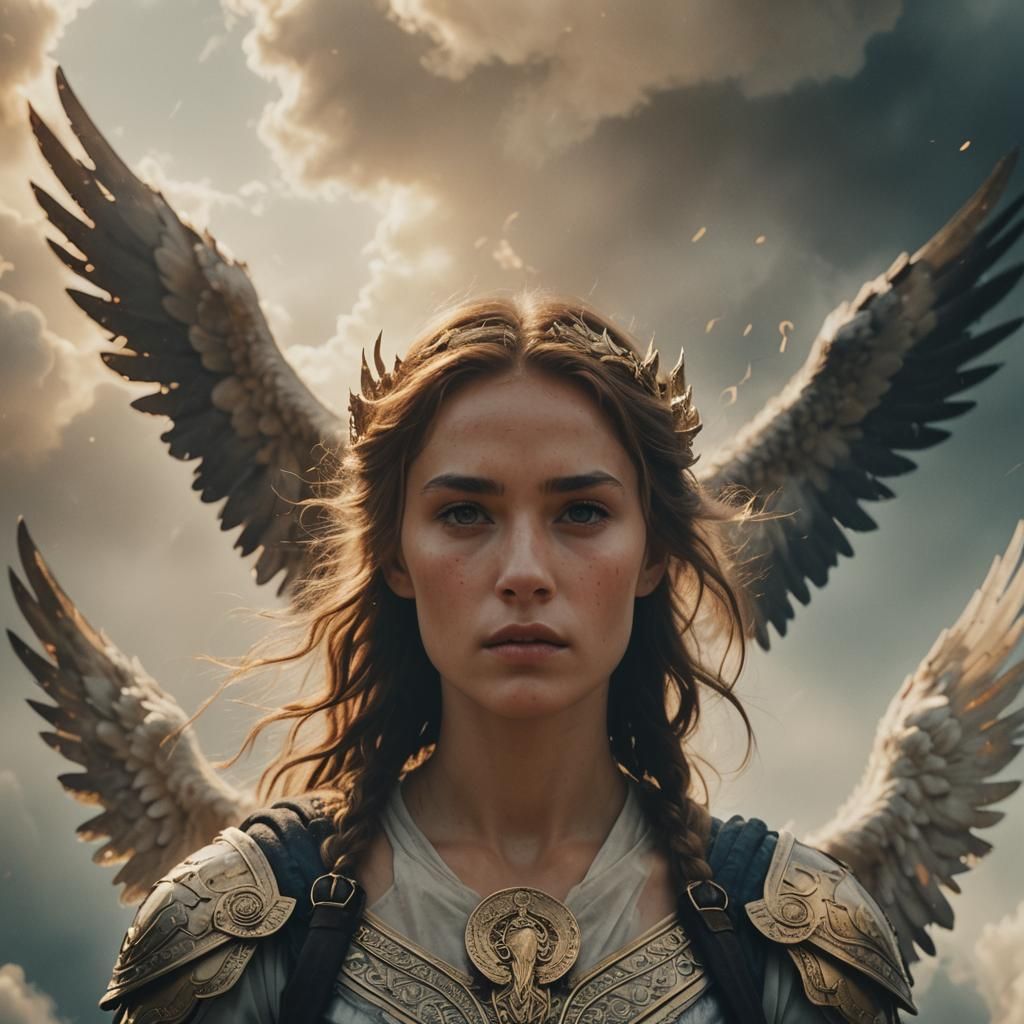 Ethereal Film Still: Ra with Valkyries and Angels