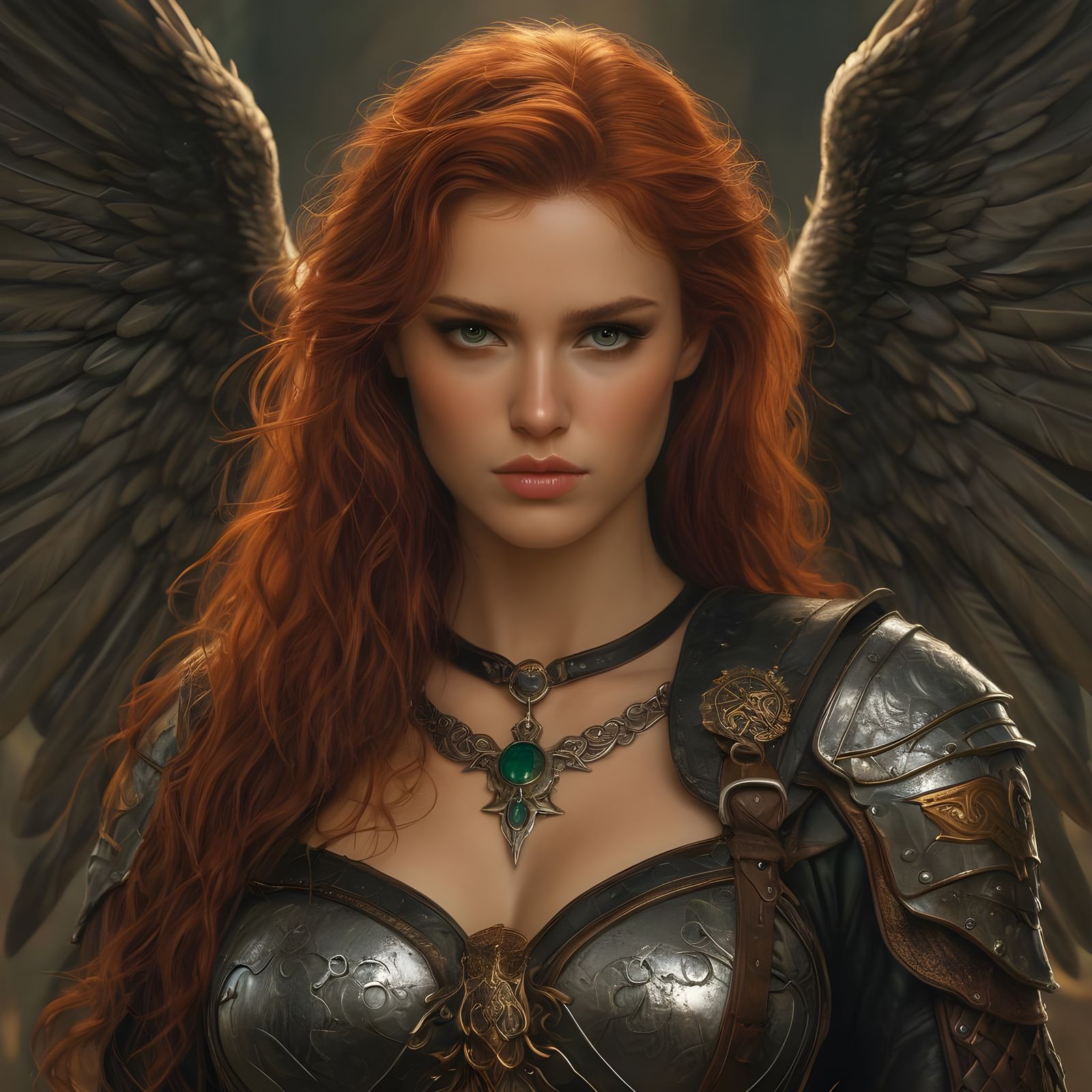 Viking Warrior Goddess in Red and Green