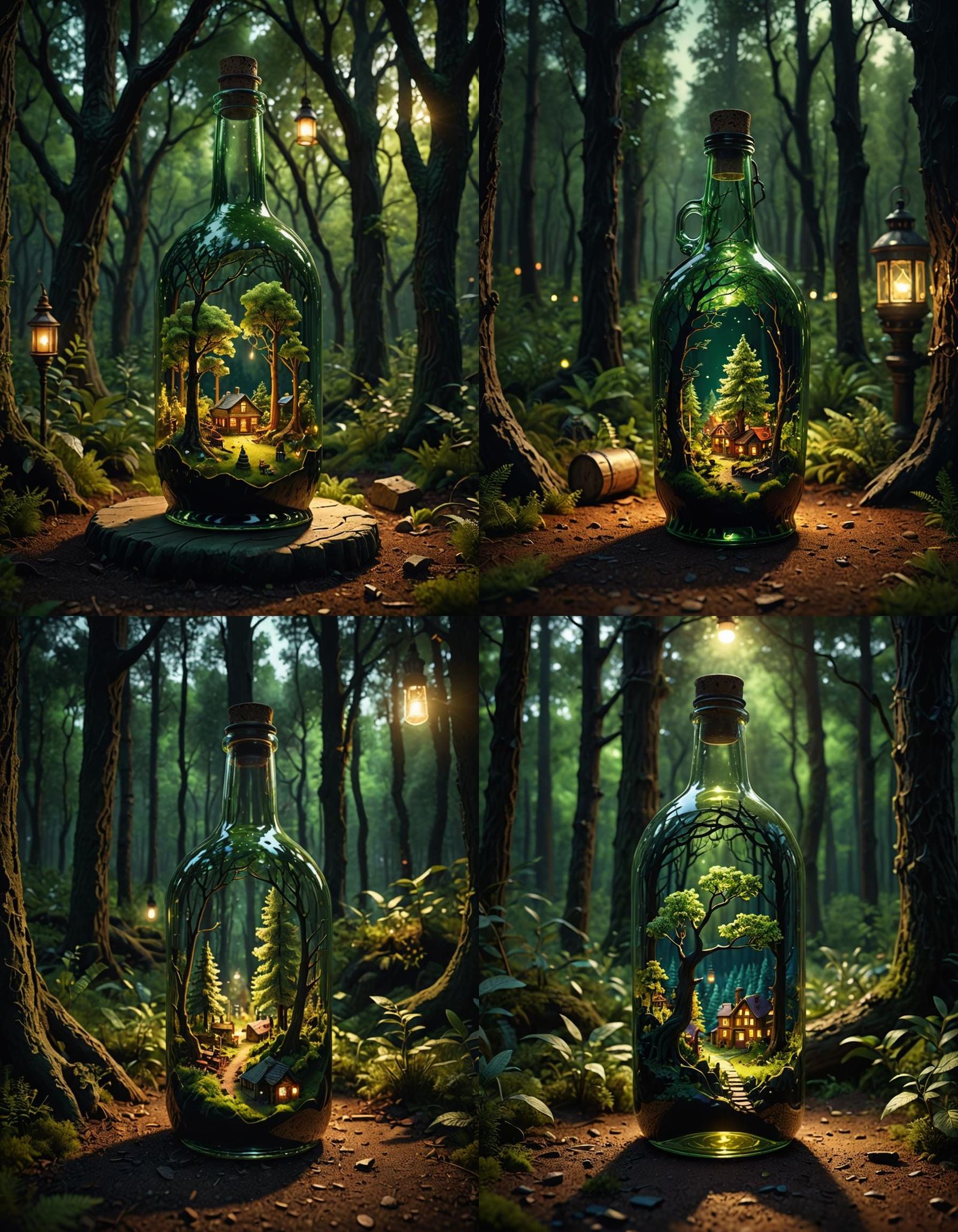 inside the bottle there's a mini town