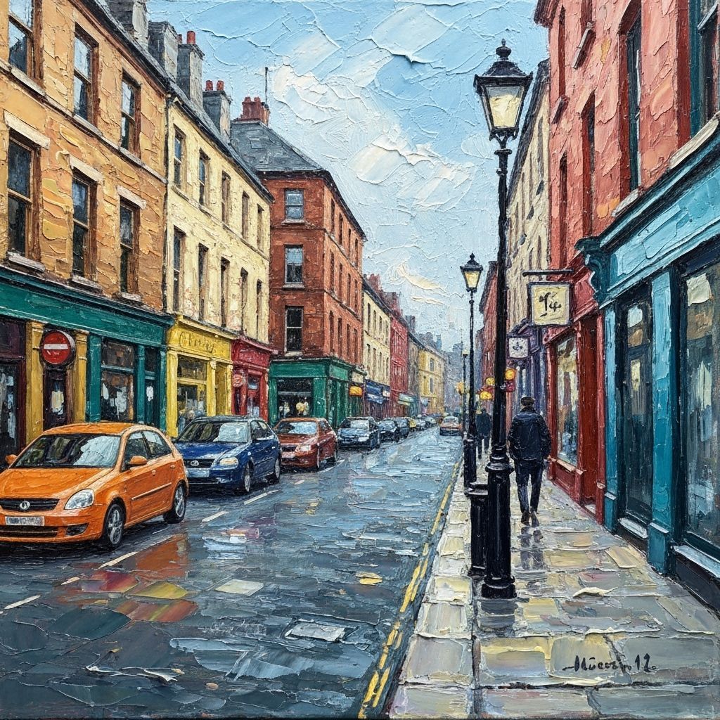 Dublin Street Scene as Impressionist Oil Painting