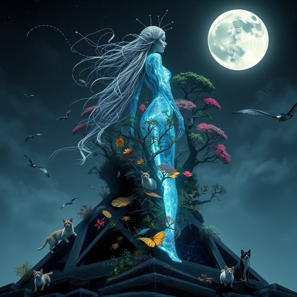 Ethereal Goddess Embodies Nature's Harmony in Vibrant Surrea...