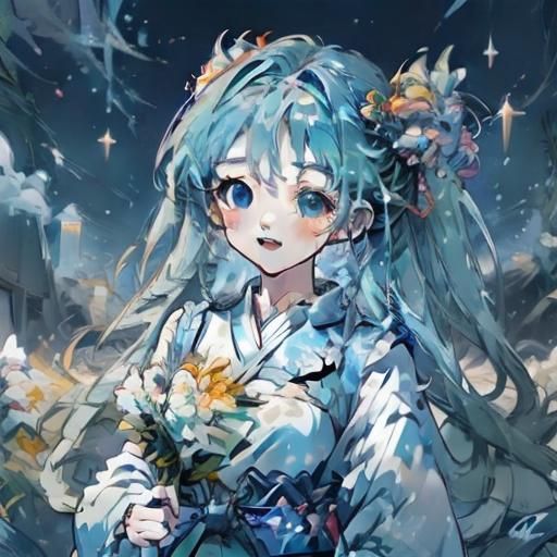 Rainbow Princess in Anime Style