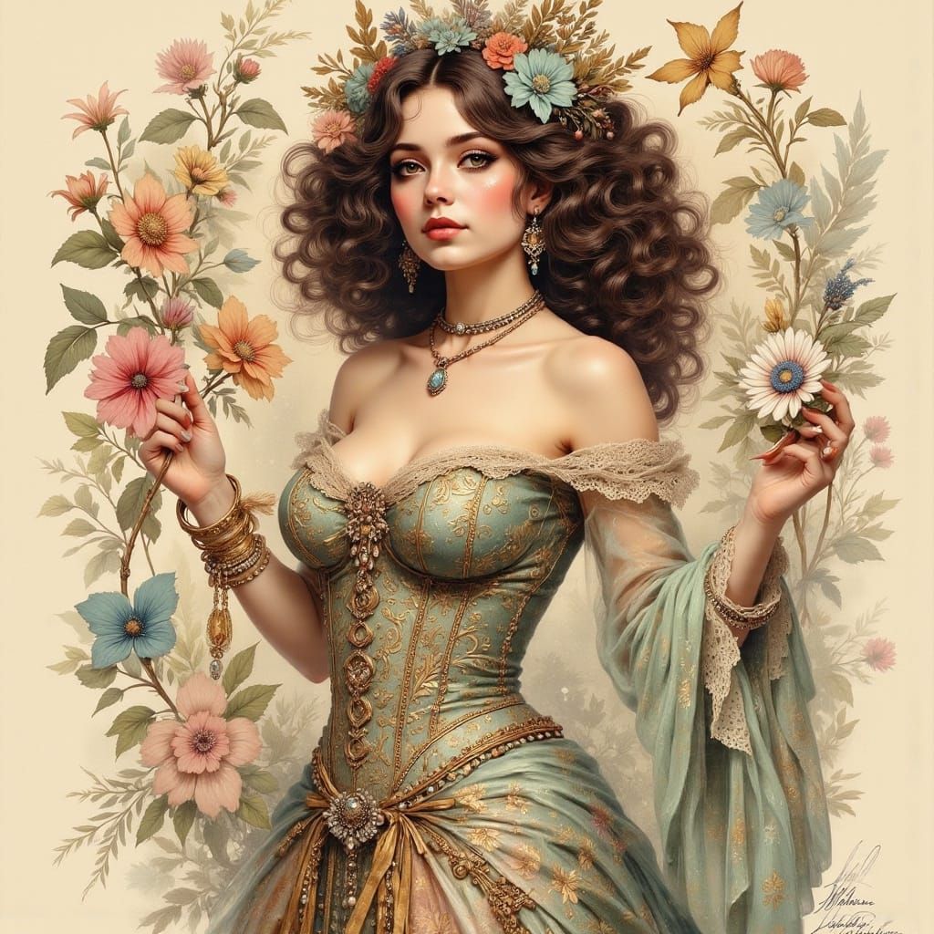 Fantasy Fairy Punk Lady in Intricate Lace