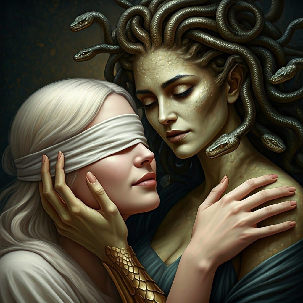 A Tender Embrace: Medusa and Her Blind Lover