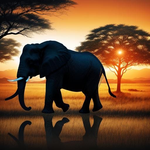 Transparent Crystal Elephant Reveals African Sunset