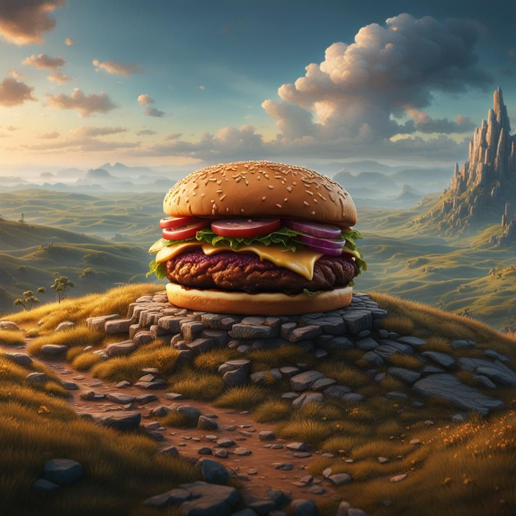 Burger on a Hill: Detailed Matte Painting