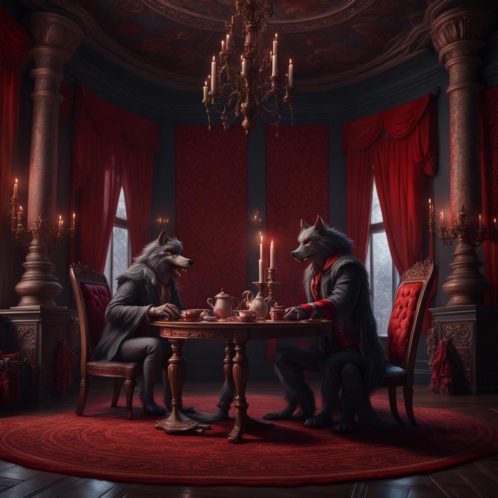 Werewolf Butler Serving Tea in Dark Castle