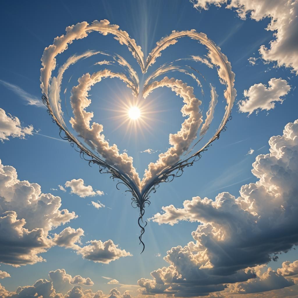 Heart Drifting in Heavenly Blue Sky