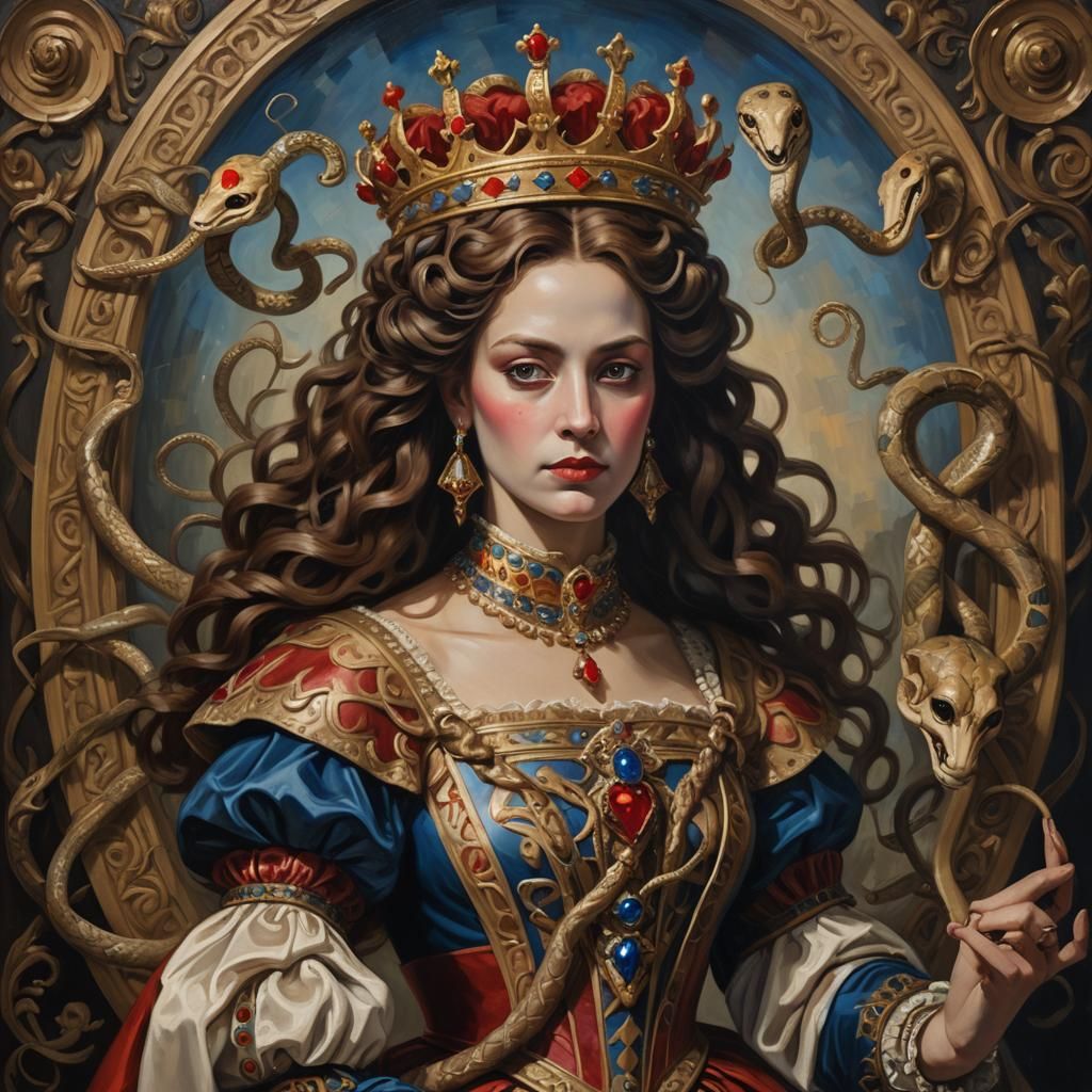 Surreal Classical Portrait of the Queen of Hearts Inspired b...