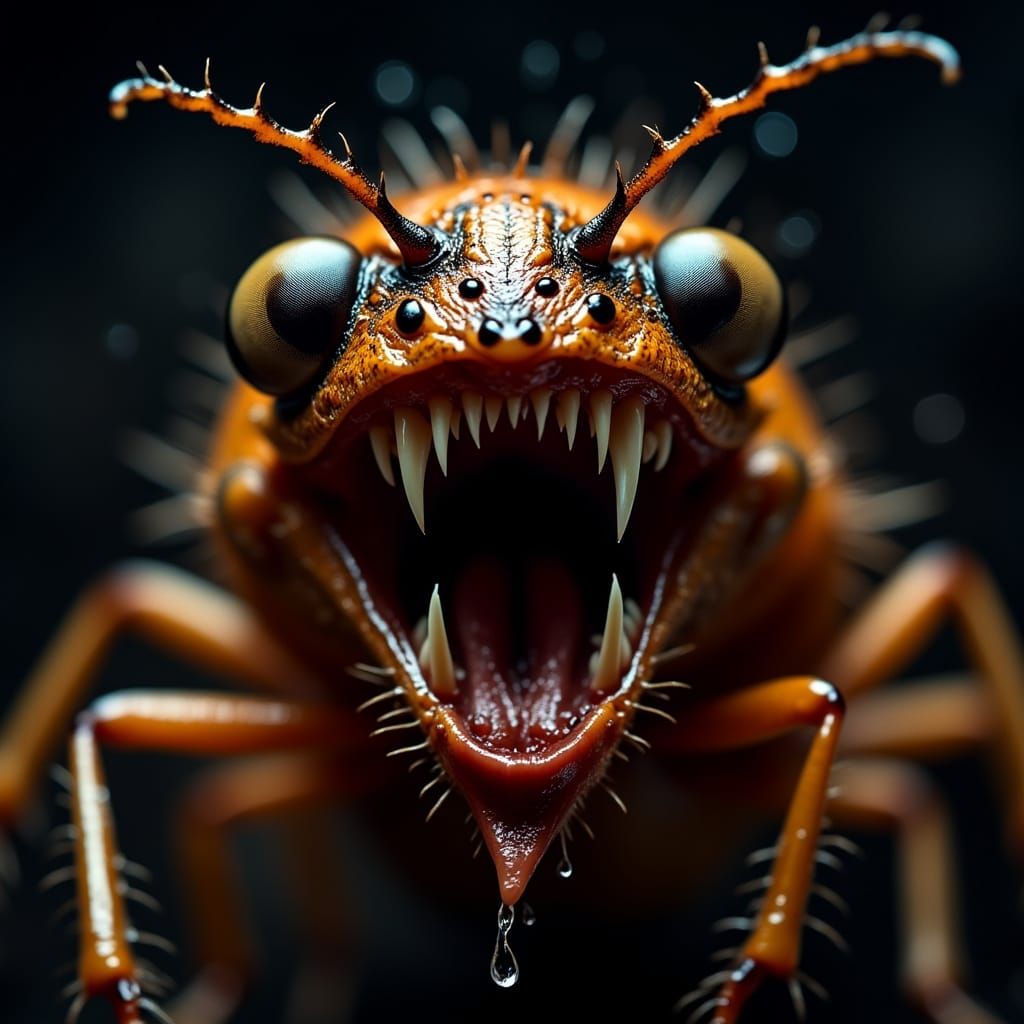 An extreme close-up portrait of a very cute ladybug unleashi...