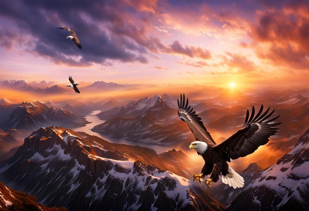 Majestic Eagle Soaring at Sunset