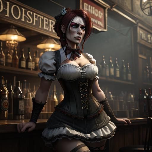 Zombie Oktoberfest Barmaid in Corset: 3D Game Art