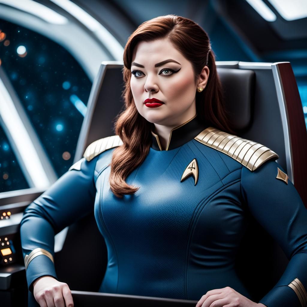 Star Trek Captain on the Bridge of Enterprise