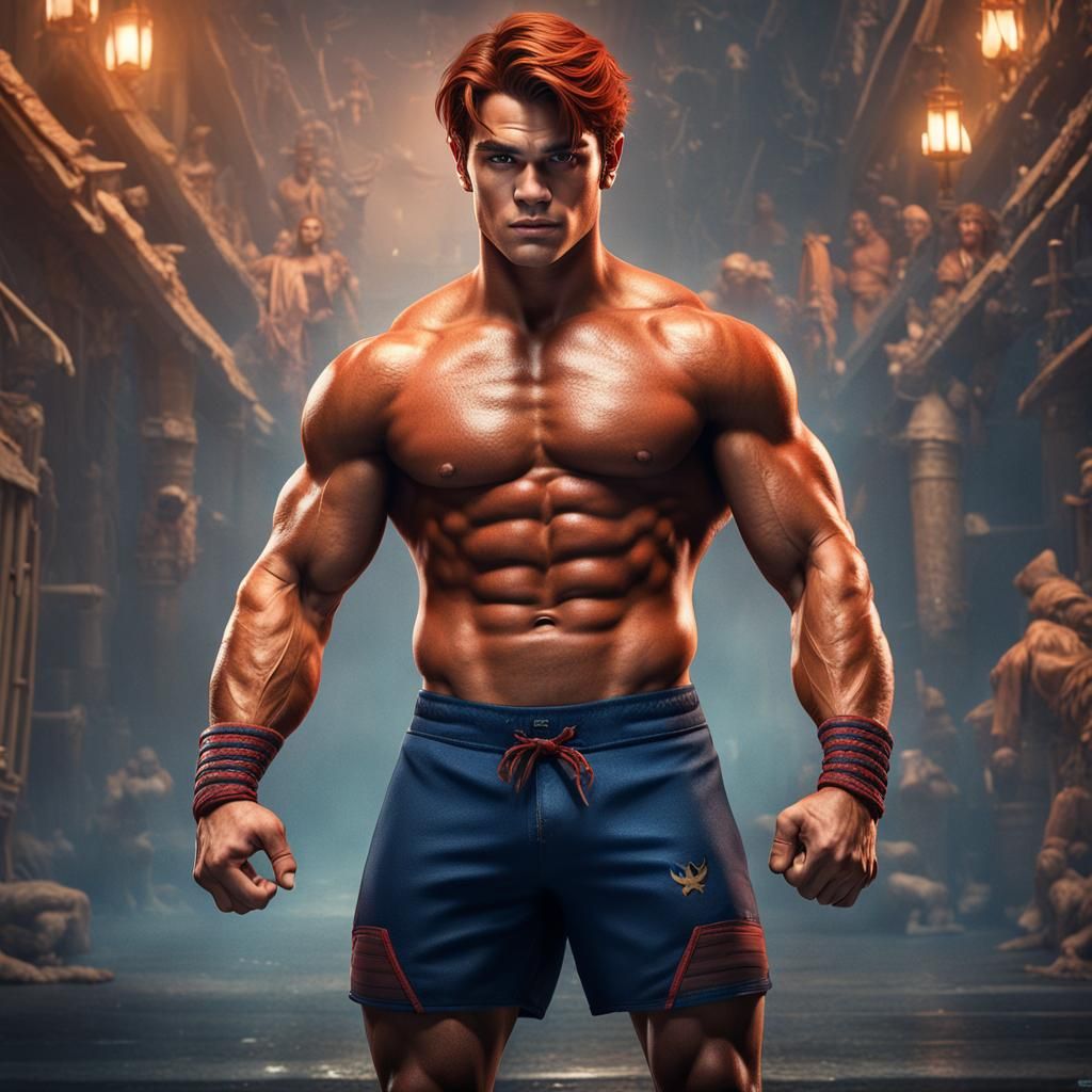 Muscular Man with Bodybuilder Physique: Digital Art