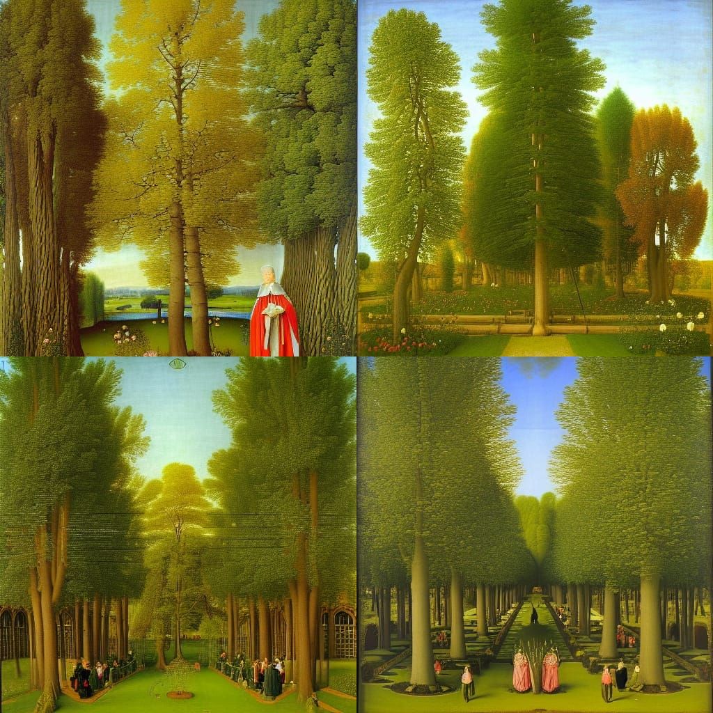 Secret English Garden in the Style of Jan van Eyck