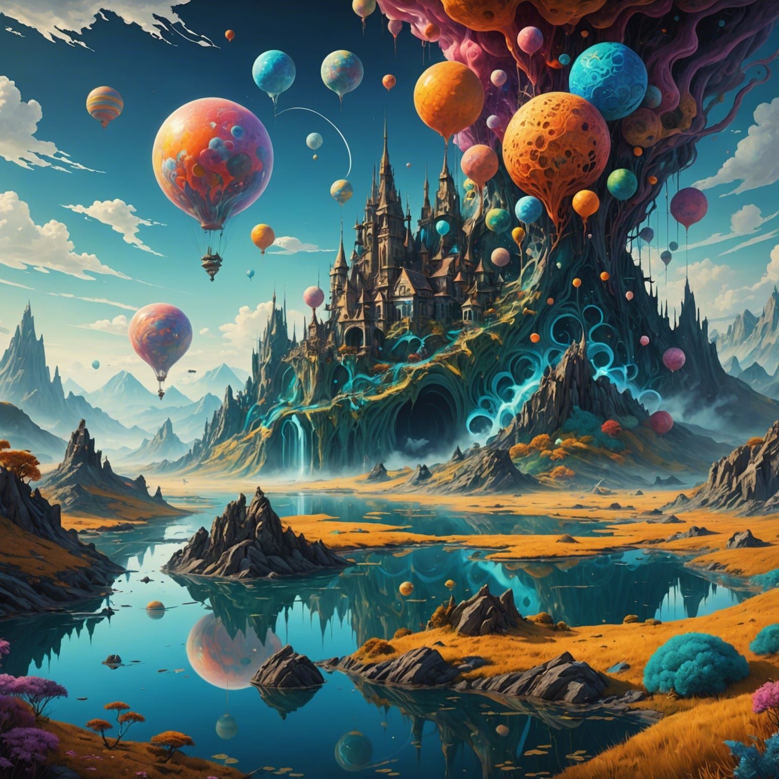 Surreal Dreamscape in Ornate CGI Style