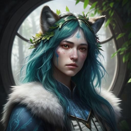 Princess Mononoke and Wolf Portrait as Digital Art