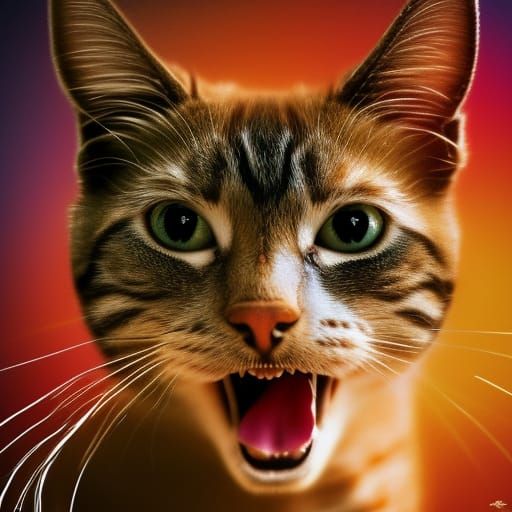 Hyperrealistic Cat Got Your Tongue Splash Art