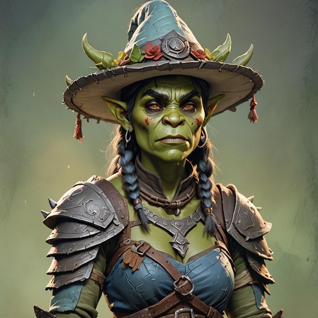 Female Orc Wizard in Painterly 3D Style