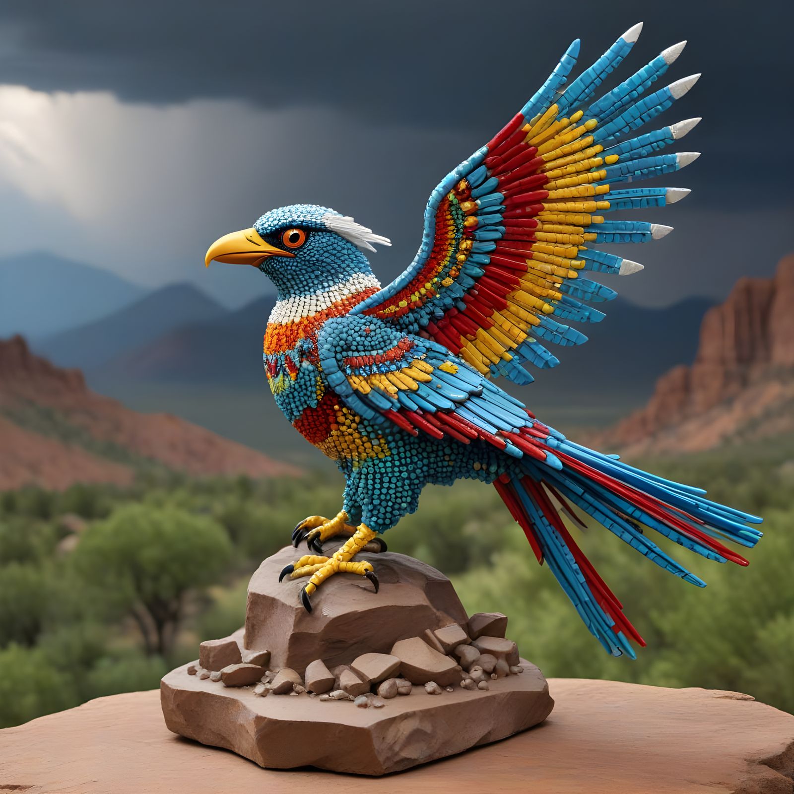 Native American Style Thunderbird in Stormy Colorado Mountai...
