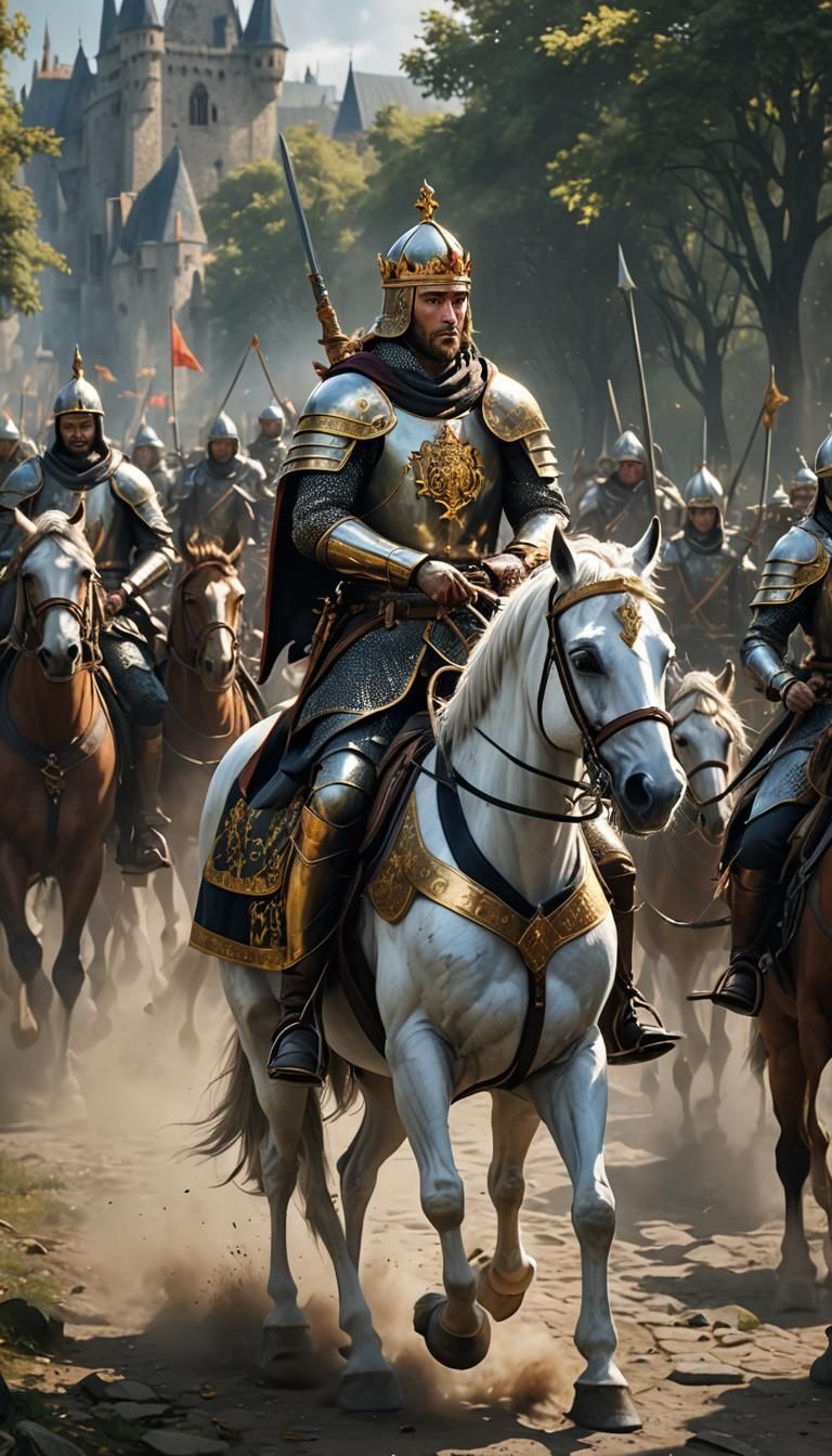 Medieval King Leads Army in Digital Art