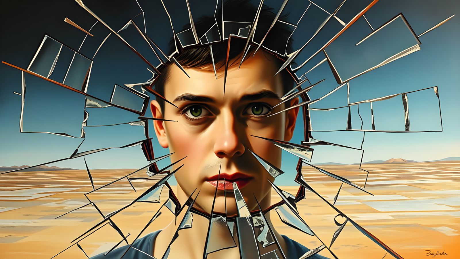 Distorted Reality: Cubist Mirror Reflecting Life