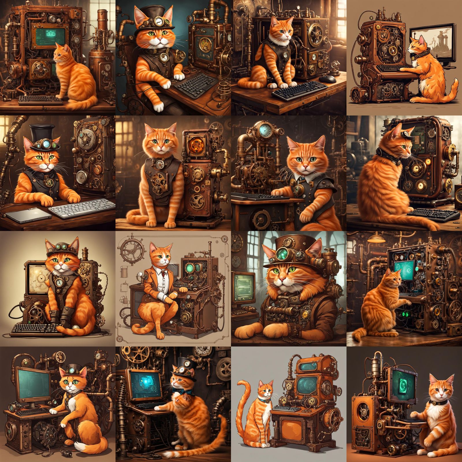 Orange Cat at Steampunk Gaming PC