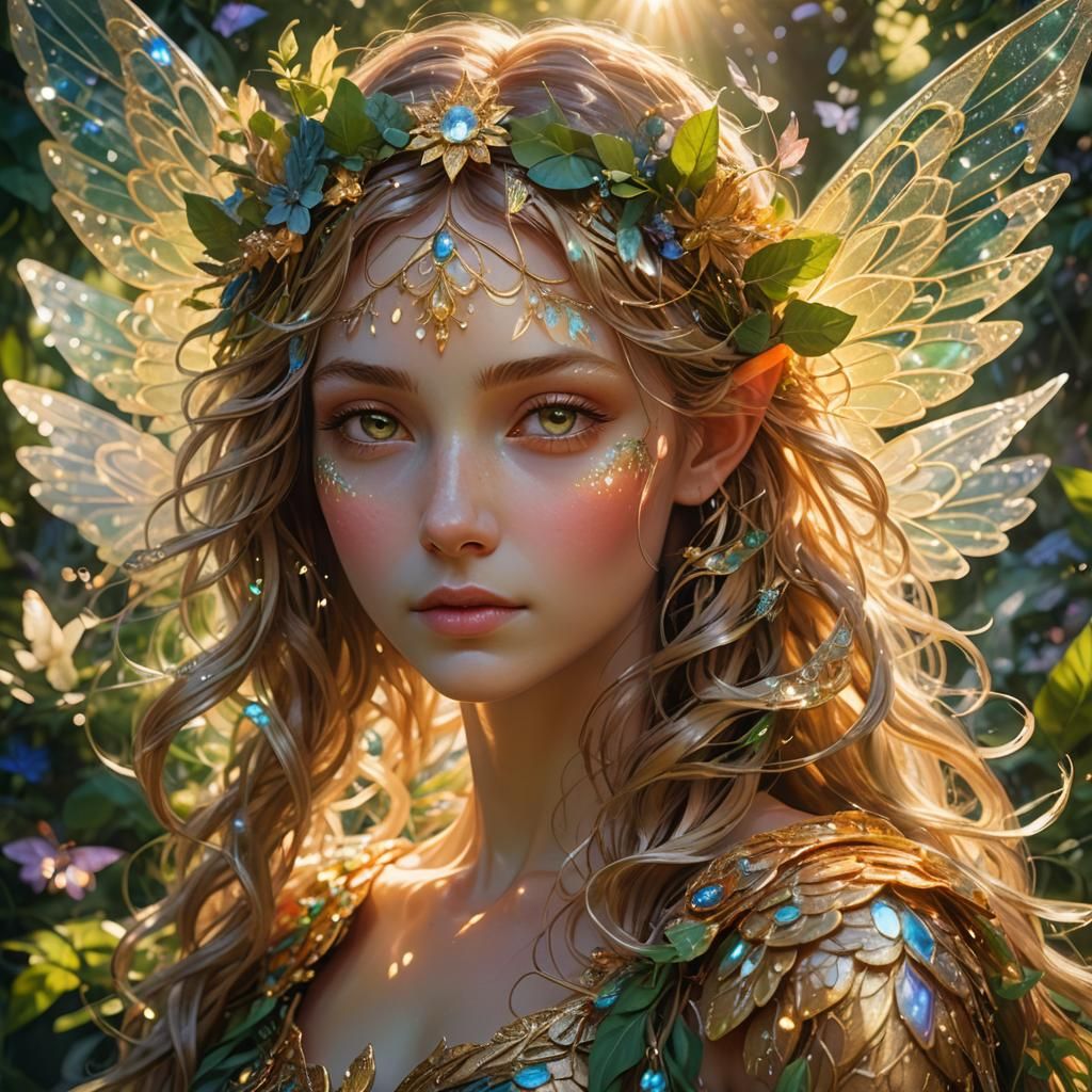 Sparkly Fairy Portrait in Golden Hour Light