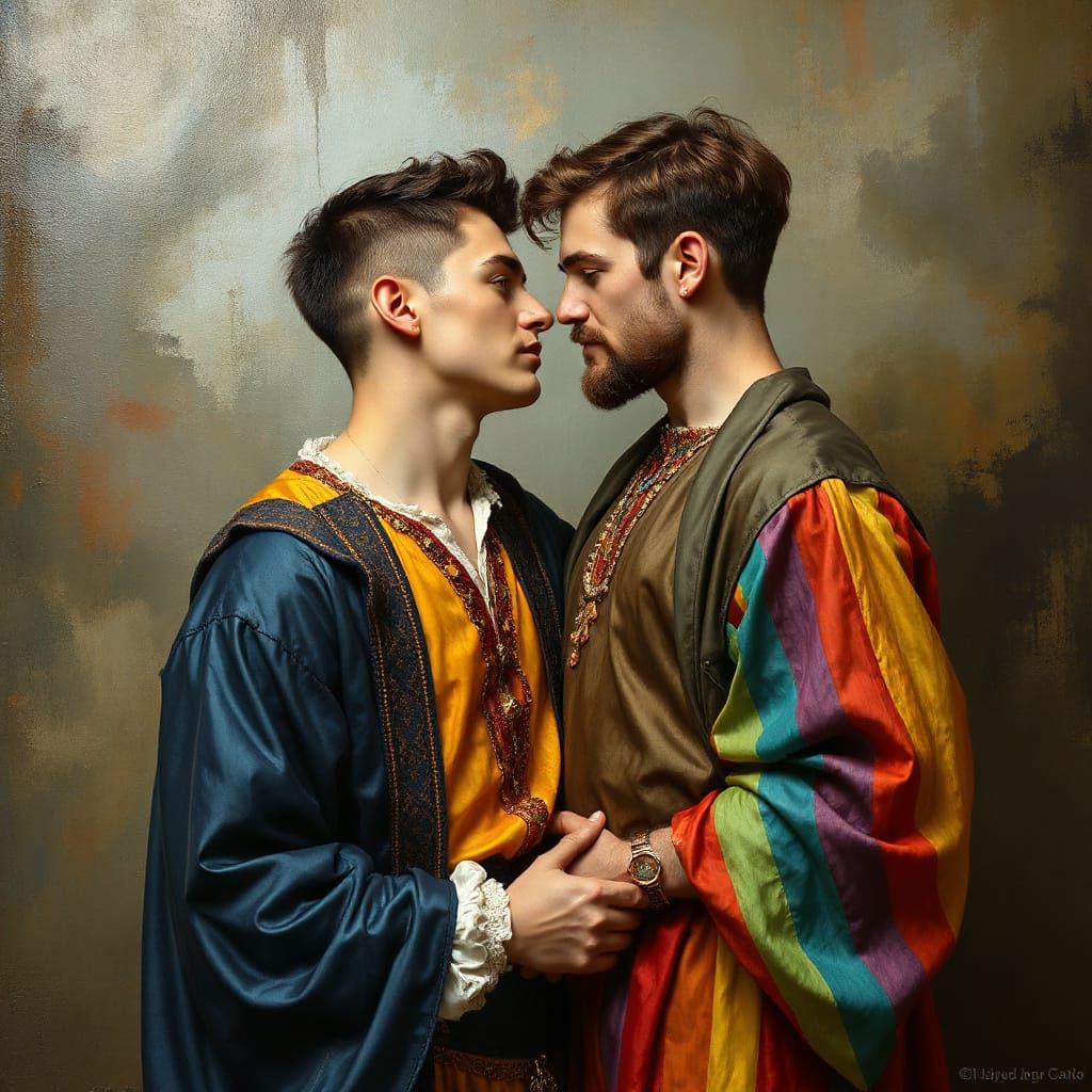 Renaissance Gay Romance in Vibrant Rainbow Attire