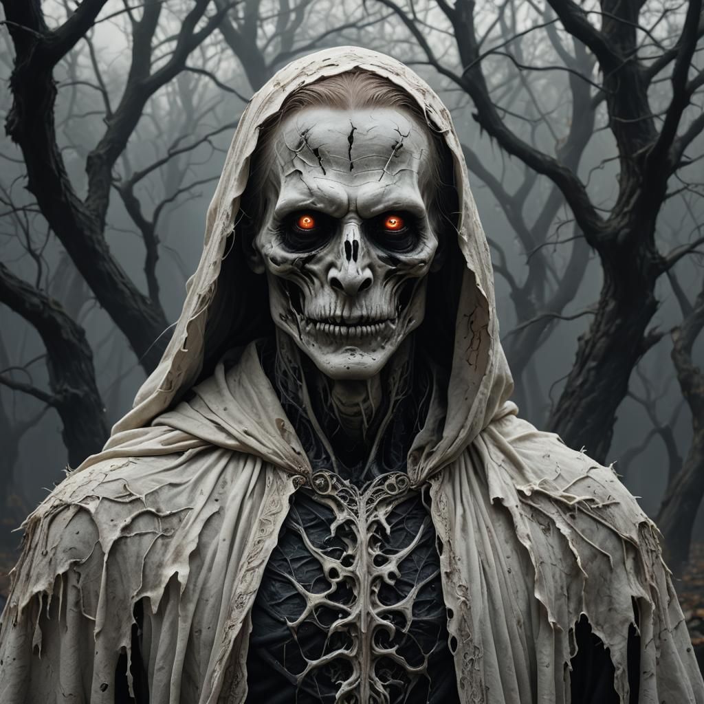 Monstrous Pale Ghost Portrait in Hyperrealistic Style