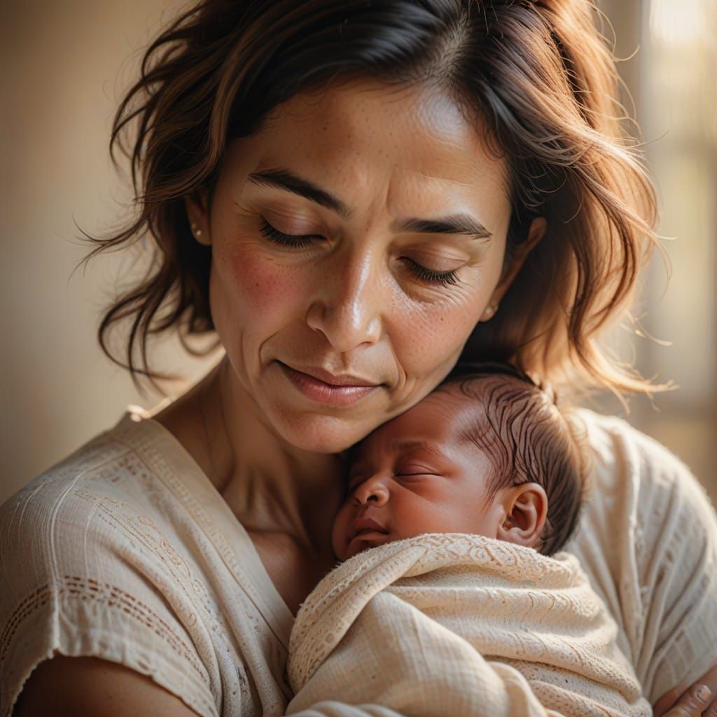 Intimate Motherly Devotion in Soft Focus