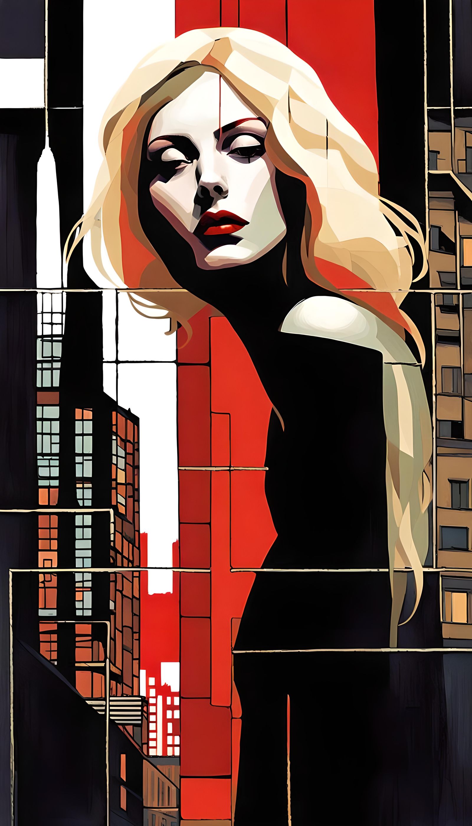 Mary Jane, Mary Sue, Fallen Holy Mary, red sensual refracted reflective slightly insane dream, maybe a bit of a beautifu...