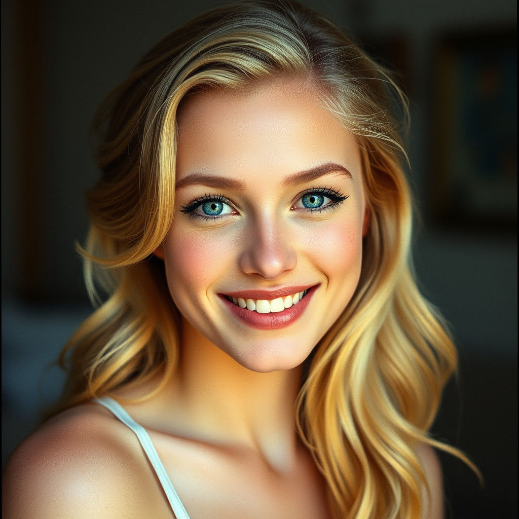 Blonde Beauty with Sparkling Eyes: Cinematic Portrait