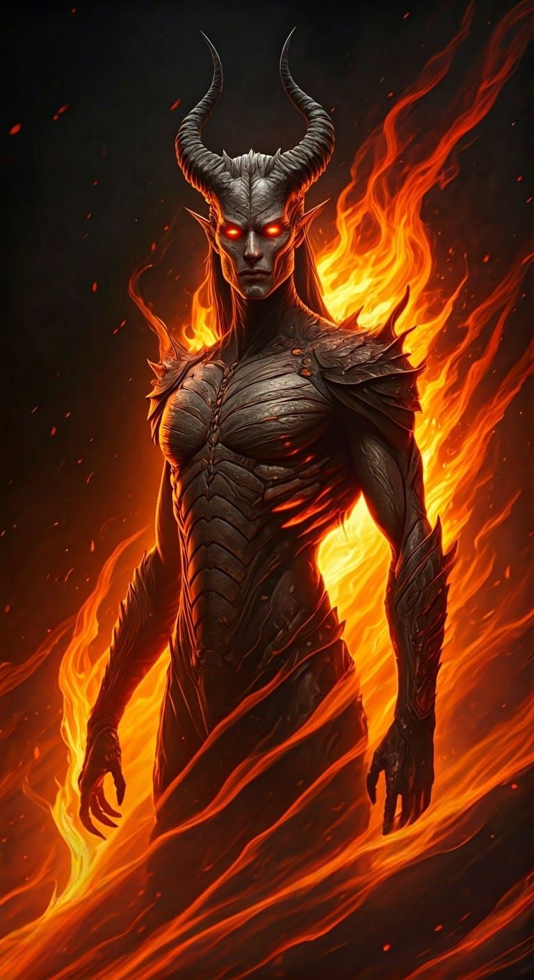 Fiery Dragon King in Fantasy Film Still