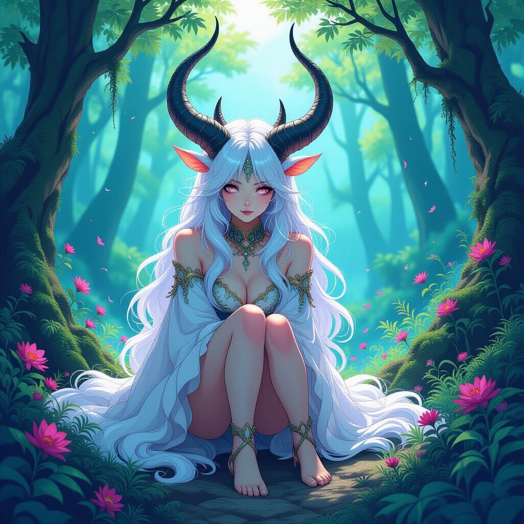 Neon Fantasy Ink Painting of a Celestial Cryptid