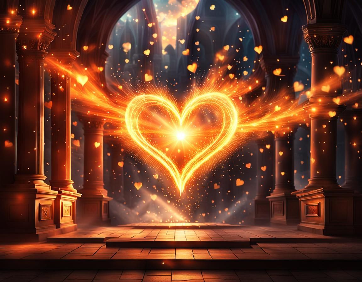 Magical Hearts Bursting into Fire